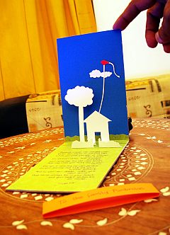 Finished pop up card with house and landscape