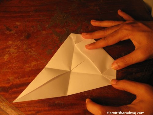 Creasing and folding an origami Diwali lamp - step 14
