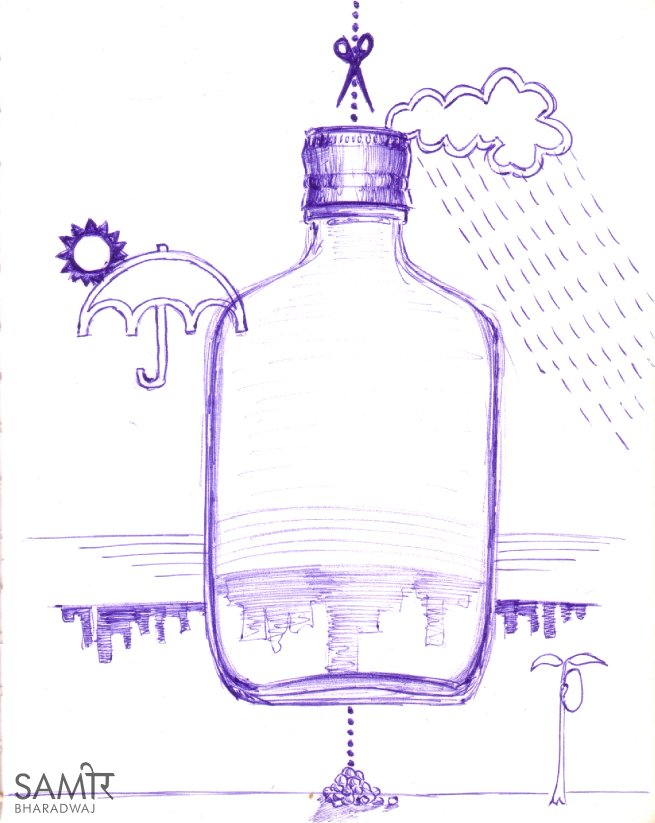 Abstract bottle illustration - Ballpoint pen drawing