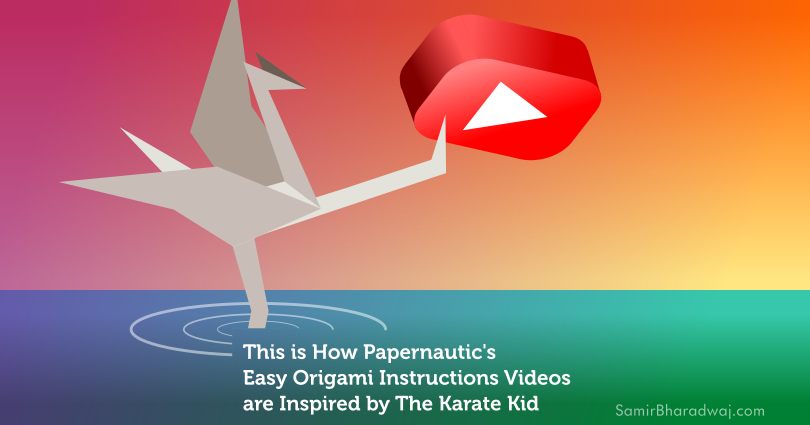 Origami crane karate kicking a YouTube logo - This is How Papernautic's Easy Origami Instructions Videos are Inspired by The Karate Kid