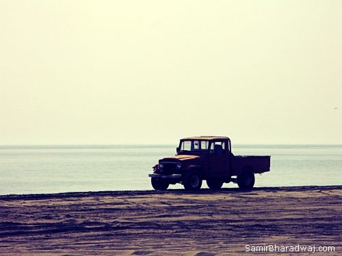Pickup truck at Kalba beach